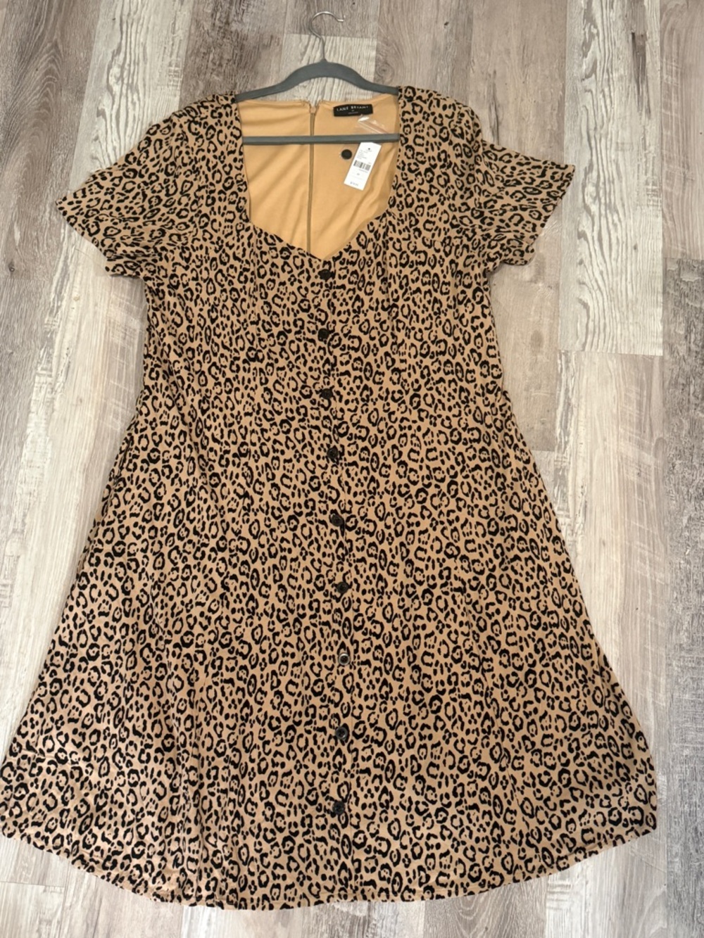 Lane Bryant Size 20 Leopard Print Button Front Swing Dress NWT Flutter Sleeve